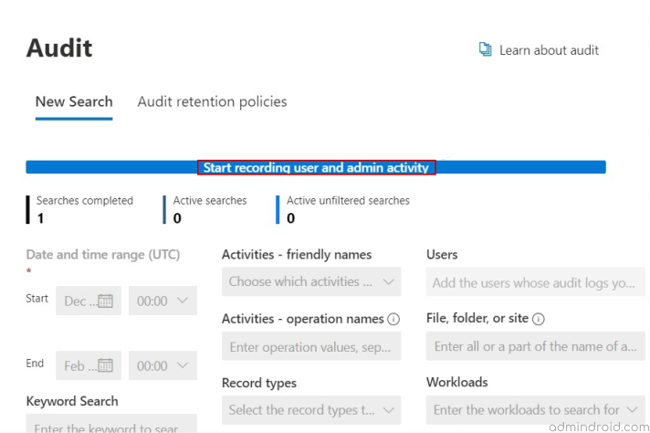 Turn on auditing